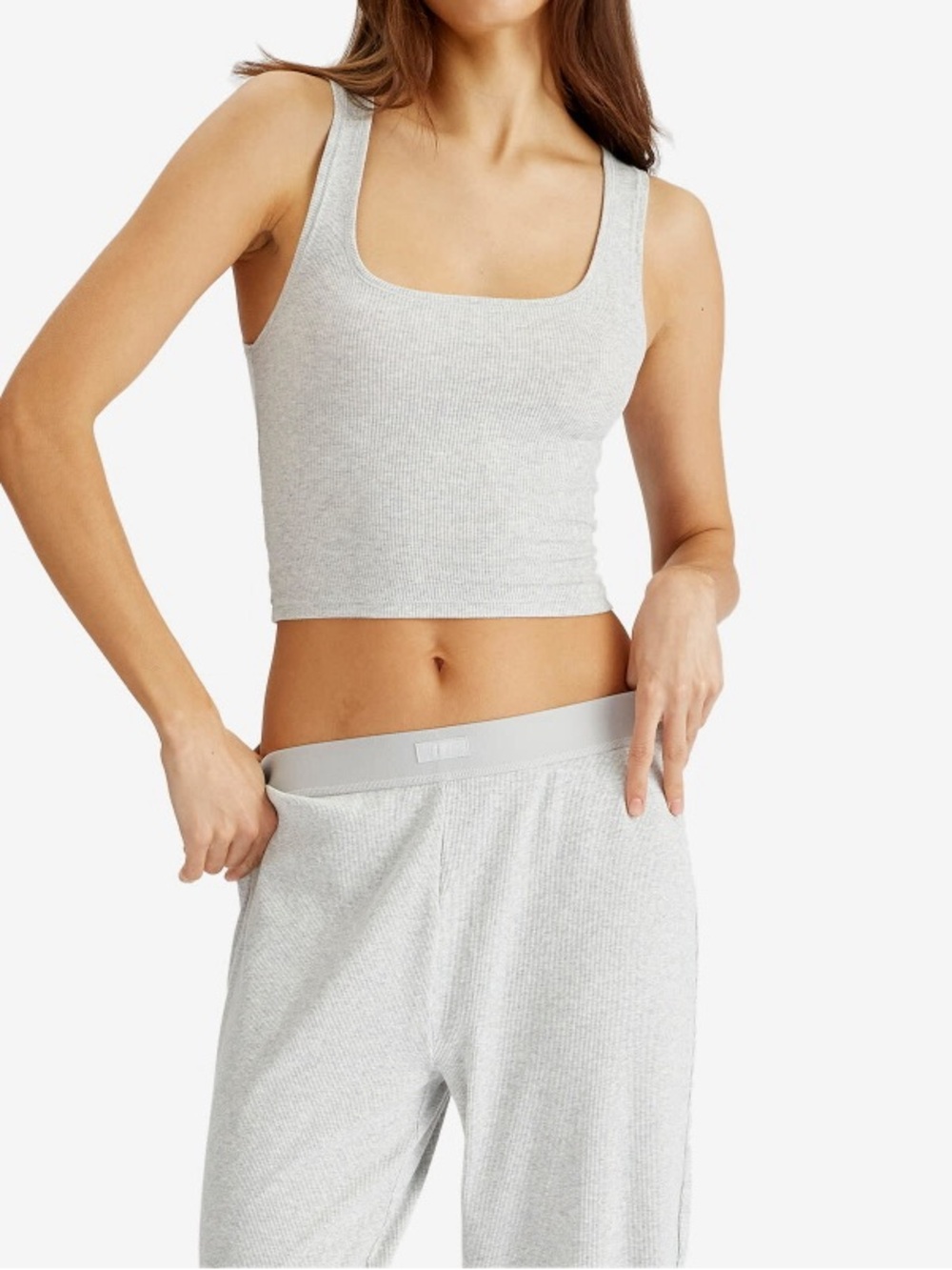 SKIMS Women's Cotton Rib Pant in Light Heather Grey Size XXS